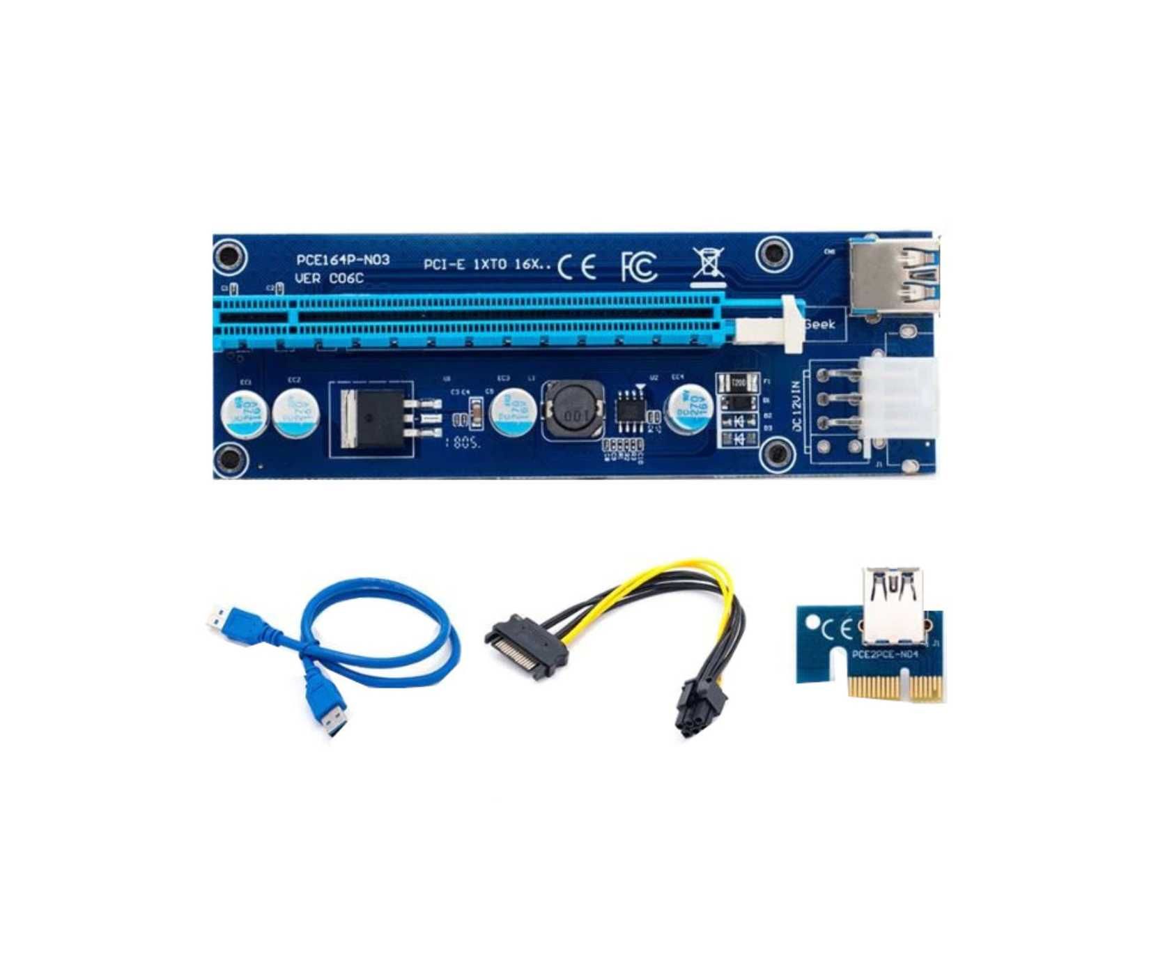 Placa Riser Card mining Versiunea 006C PCI-E Express 1X-16X USB 3.0