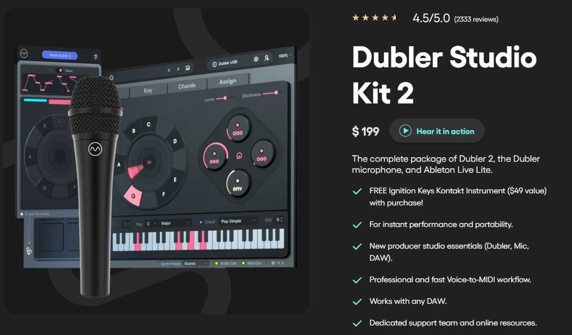 Dubler 2 studio kit microfon midi + licenta program
