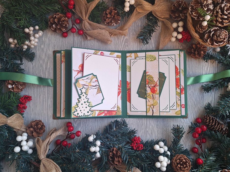 Коледен скрапбук албум "Коледен блясък" в зелено /48.20