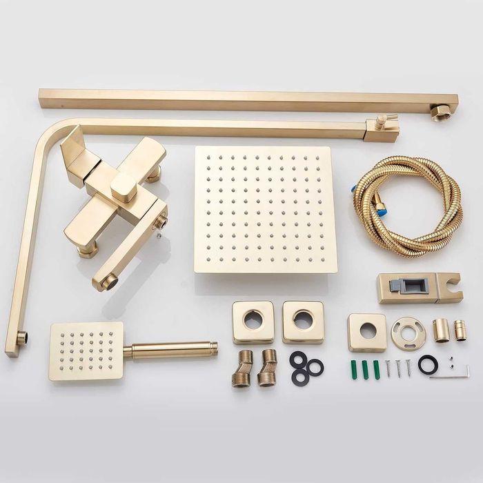 Coloană de duș aurie, sistem de duș, set suport pentru duș,