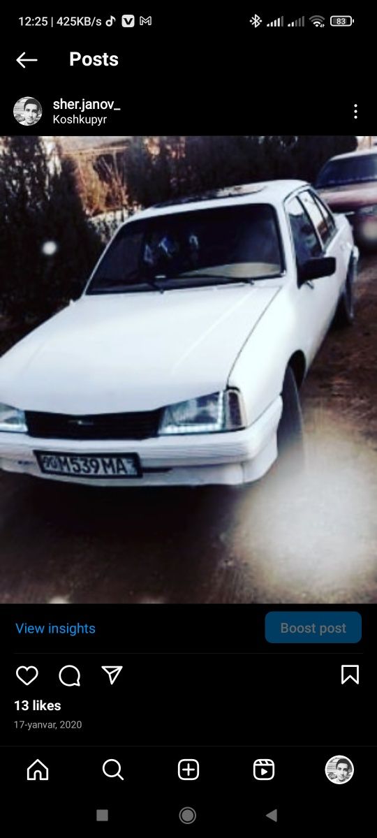 Opel inamarkasi Ascona 1982 yurimiy durbdi hozi