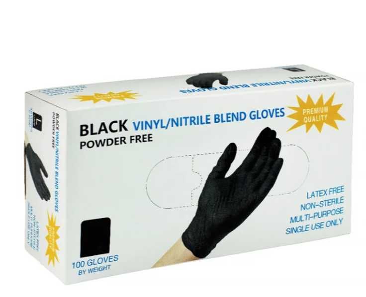 Перчатки нитро-винил черные, р-р С, 100шт./50пар/уп.