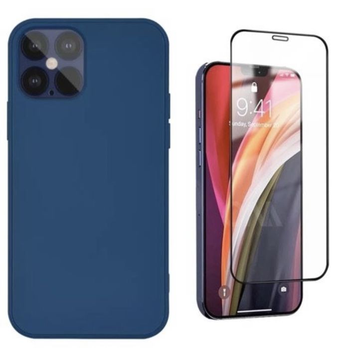 Iphone 12/13/14 PRO MAX Husa Alcantara Slim Silicon + Folie Sticla 9D