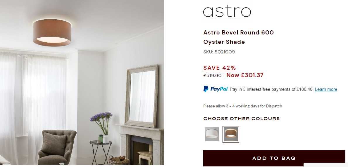 Aplica tavan (Lustra) Astro Lighting - Bevel Round 600.