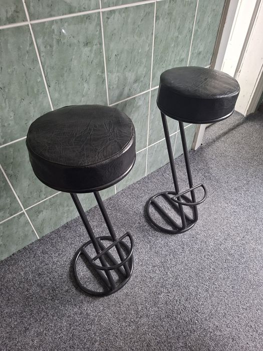 Set 2 Scaune de Bar - Structură Fier Forjat - Design Industrial/Retro