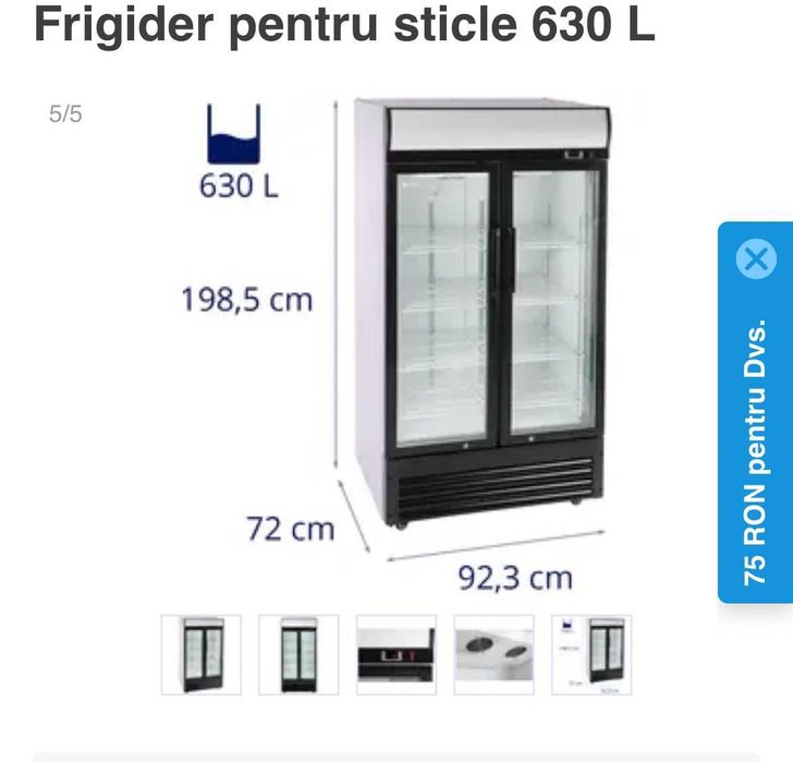 Vitrina frigorifica 630 L de vanzare