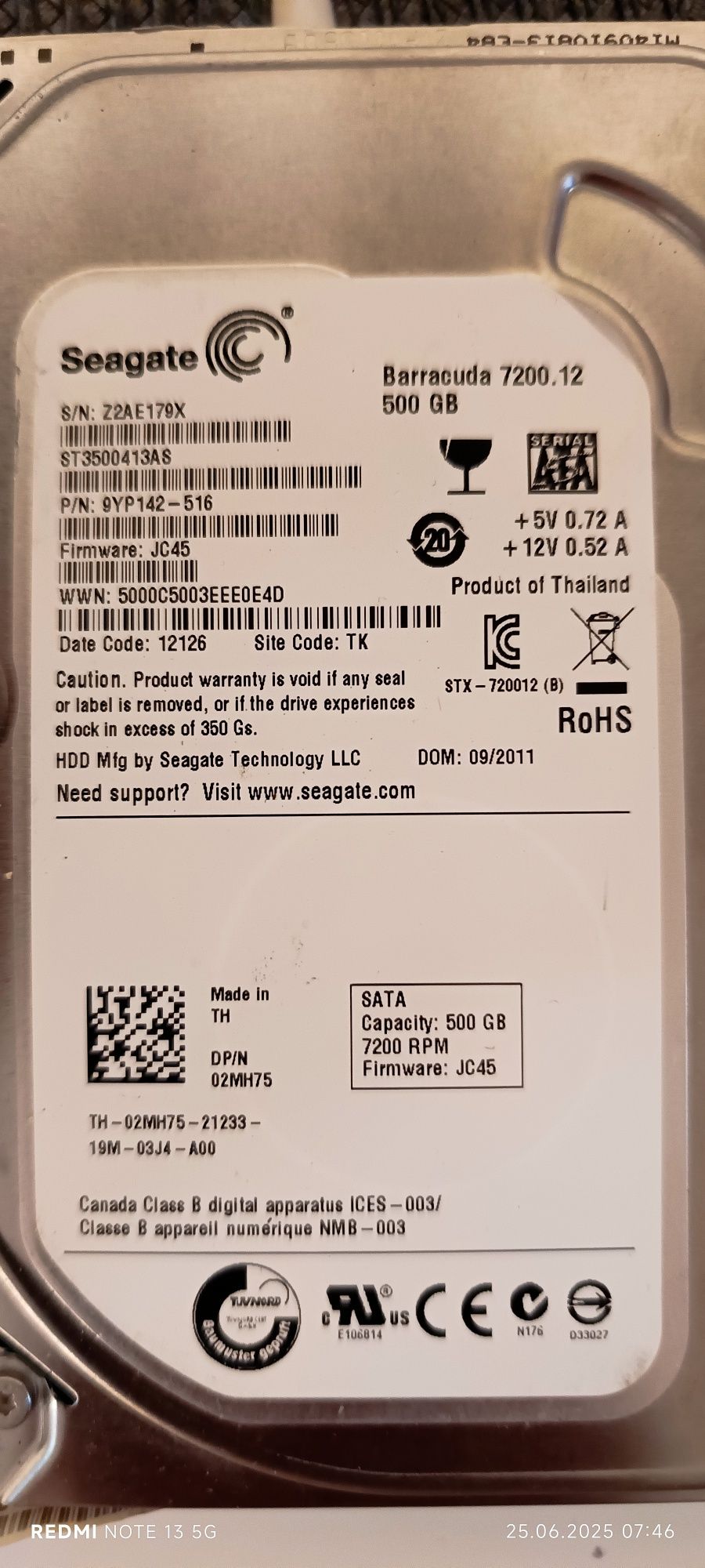HDD Seagate Barracuda 500GB