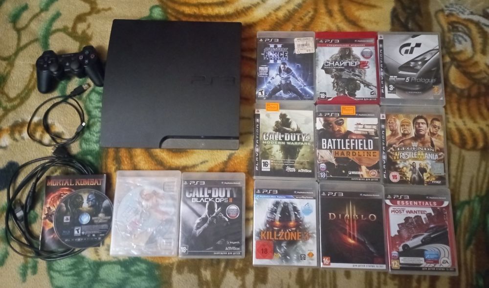 Soni PS3 Slim 500gb, 12 дисков
