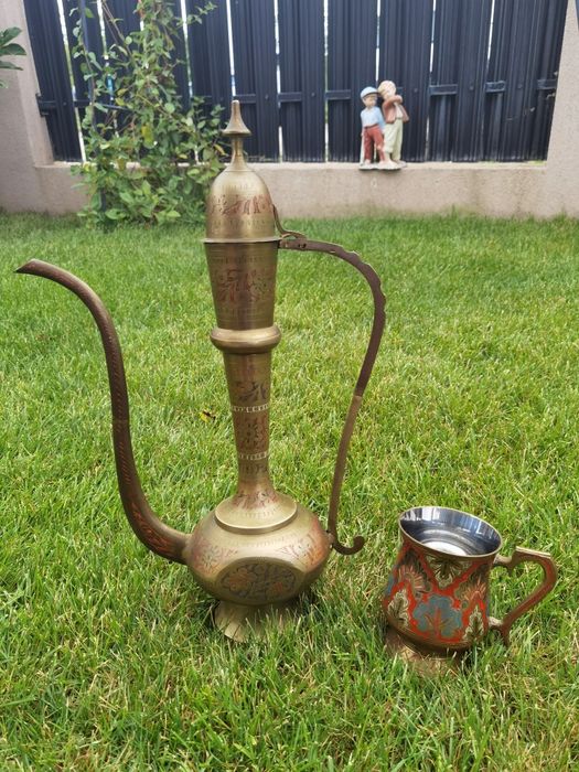 Ceainic bronz și cană bronz/inox INDIA