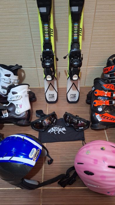 Set schiuri copii 110cm- clapari ski-casca,bete