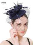 Palarie ocazie cu voal: bleumarin, crem, roz sidef, rosie