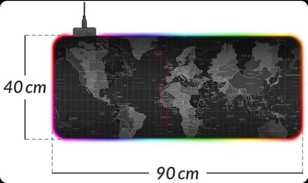 Светеща подложка за лаптоп RGB-1 – Карта на света – 80х30 см.