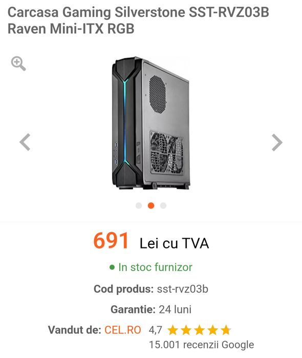 Carcasa SilverStone SST-RVZ03B Mini-ITX RGB /Mini ITX / mITX