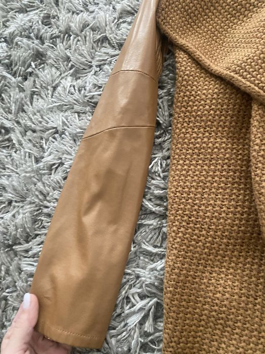 Cardigan cu insertii de piele