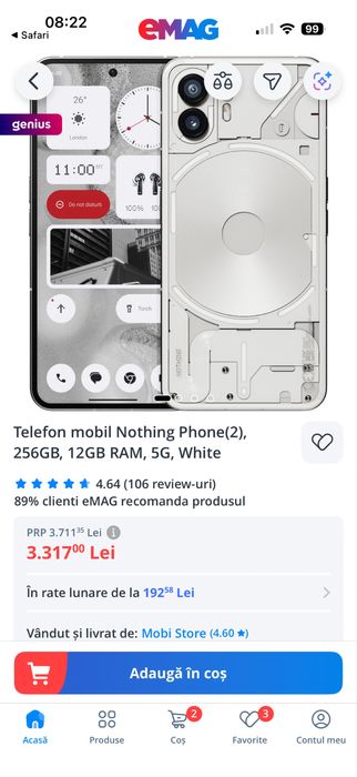 Nothing Phone (2) 256 gb ,12 gb RAM ,5G  white