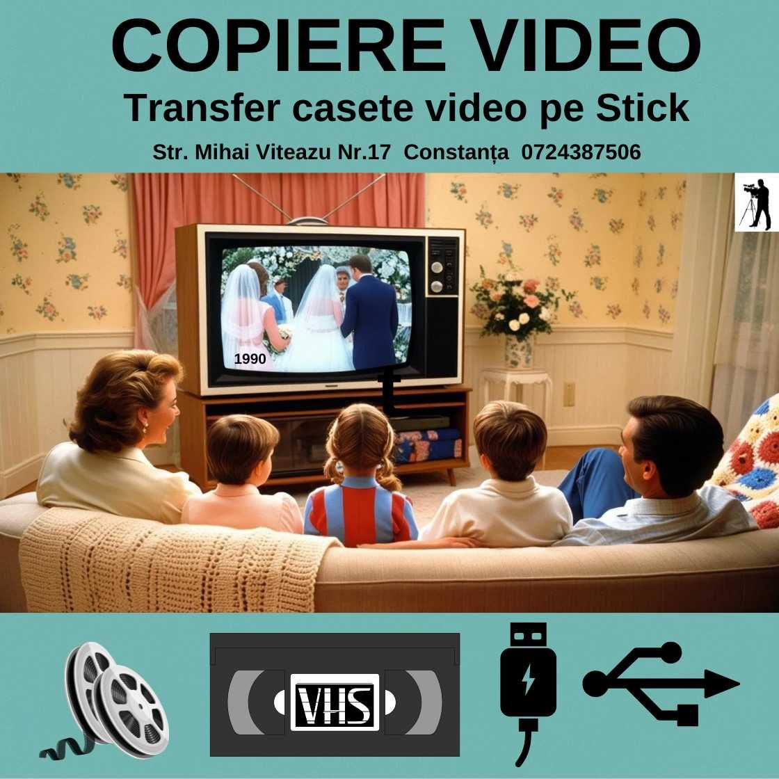 Transfer casete video VHS, 8 mm, MiniDv, pe Stick USB, HDD sau DVD
