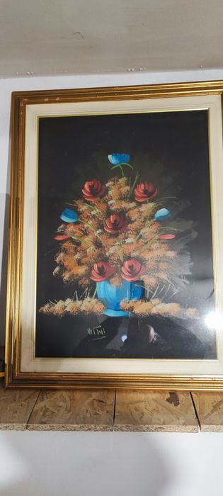 Tablou Vas cu flori (origine Italia) tecnica.ulei pe pânză
