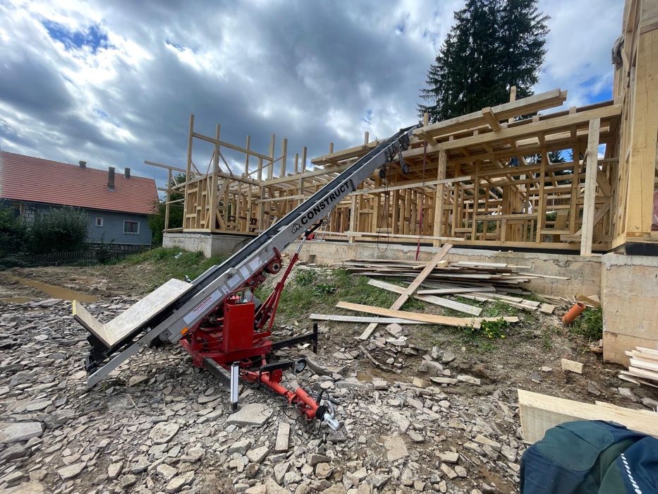 Lift construcții exterior,tip girafă cu carucior