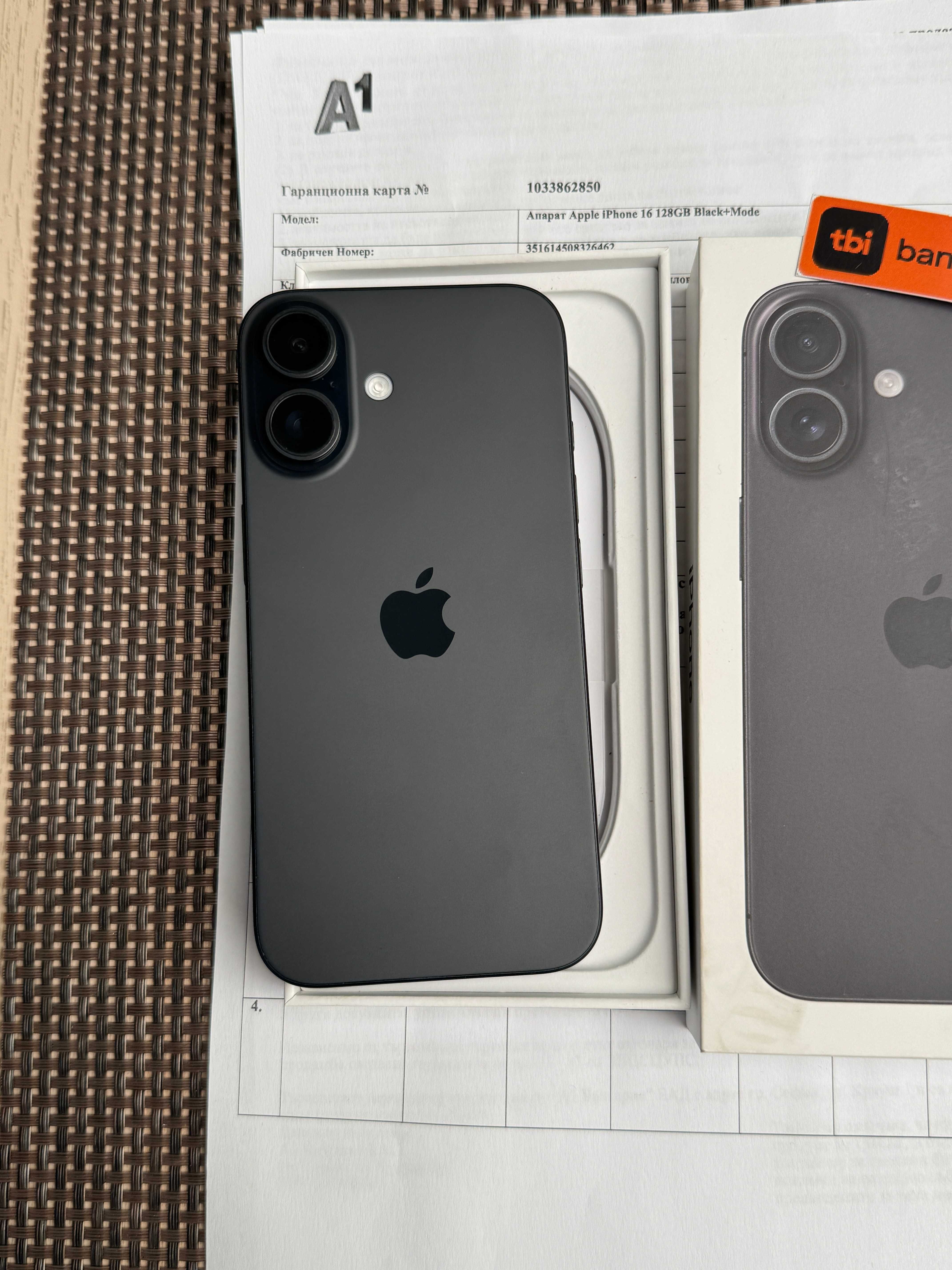 24м ГАРАНЦИЯ + Застраховка iPhone 16 Black Лизинг от 51лв/м 128GB чере