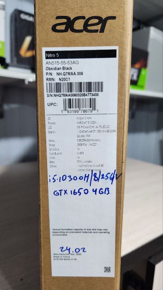 Acer nitro 5 core i5 10300h gtx 1650