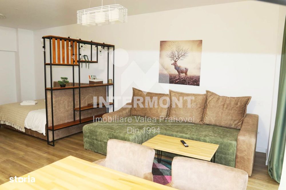 Studio modern cu garaj și terasă.