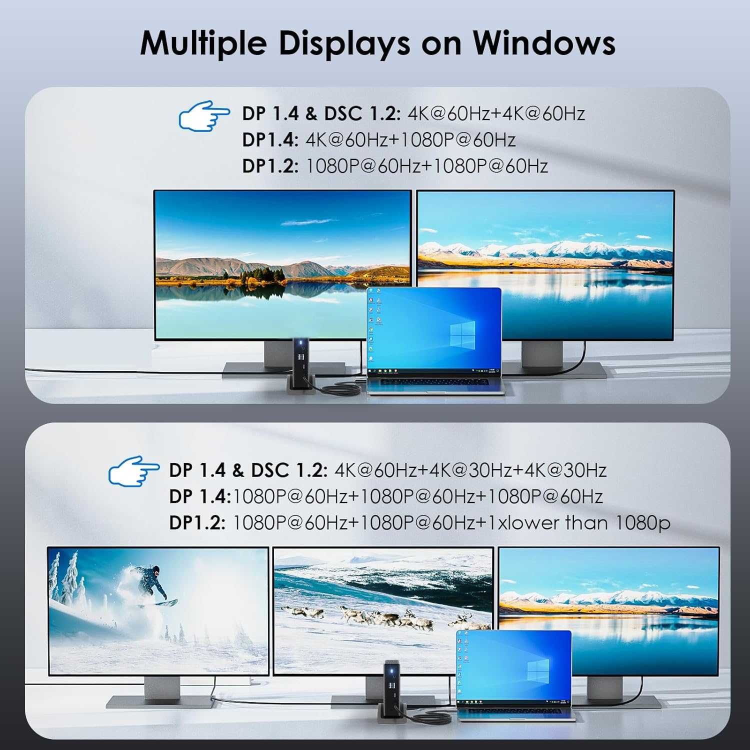 Докинг станция за лаптоп, WAVLINK PD3.1, 2*HDMI + DP, USB-C 10Gb