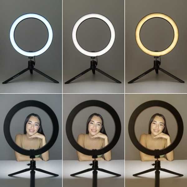 Lampa circulara Ring Light 26cm/10inch LED cu Trepied Telecomanda USB