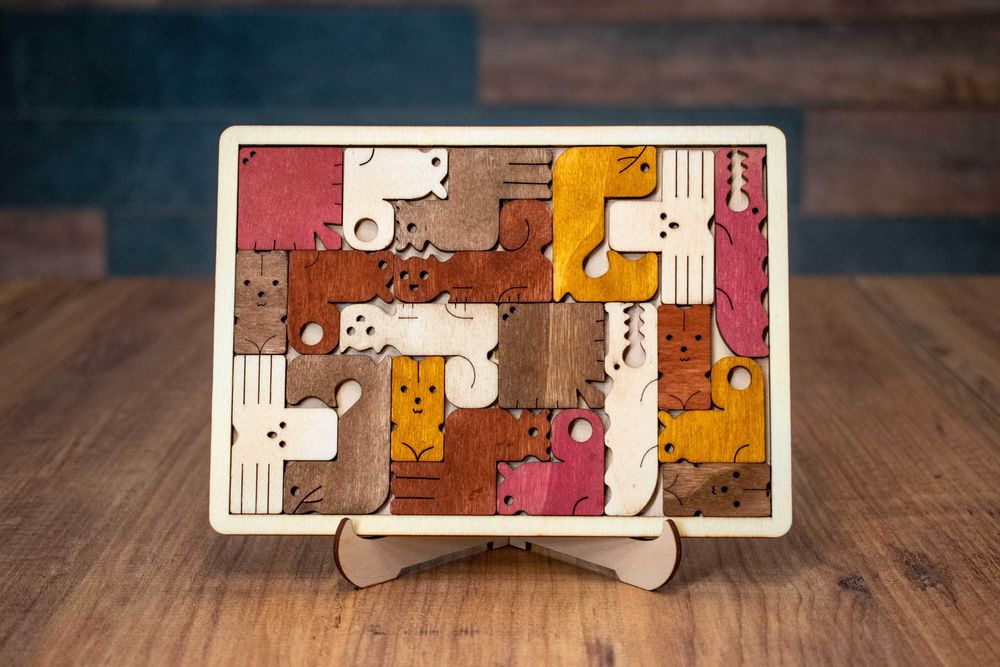 Дървен пъзел Зоо Тетрис