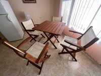 Сгъваеми градински дървени столове и маса 80 х 80