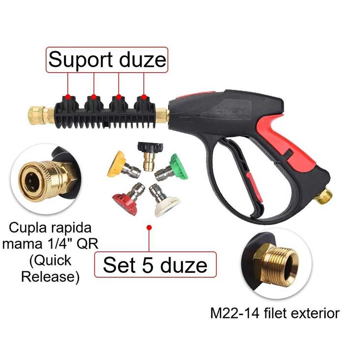 Set pistol lance spumare plastic si duze