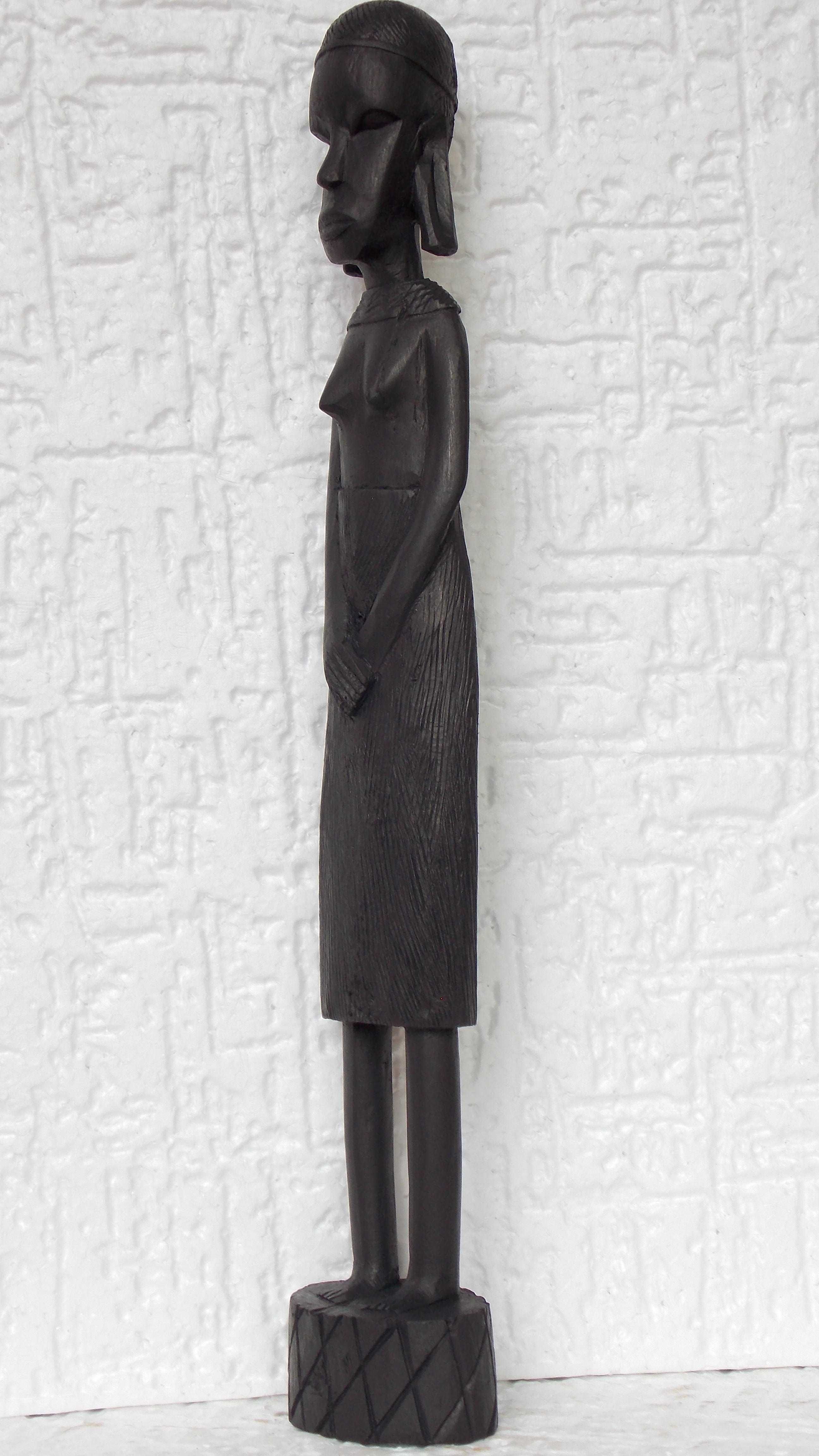 Statueta unicat 38 cm sculptura lemn abanos,arta africana 480 gr.