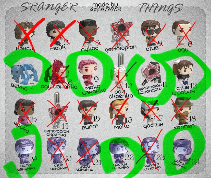 продам фигурки осд Киндер джой Очень странные дела фигурки