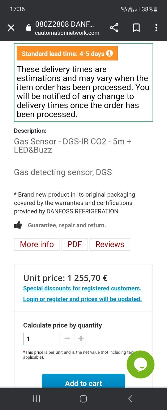 Detector gaz refrigerand co2