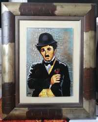 Art Georgies Tablou Charlie Chaplin sticla fuzionata inramat 55x69cm