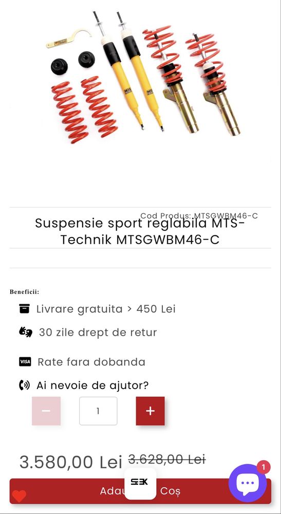 Suspensie sport reglabila BMW E90/91/92 NOUA xdrive