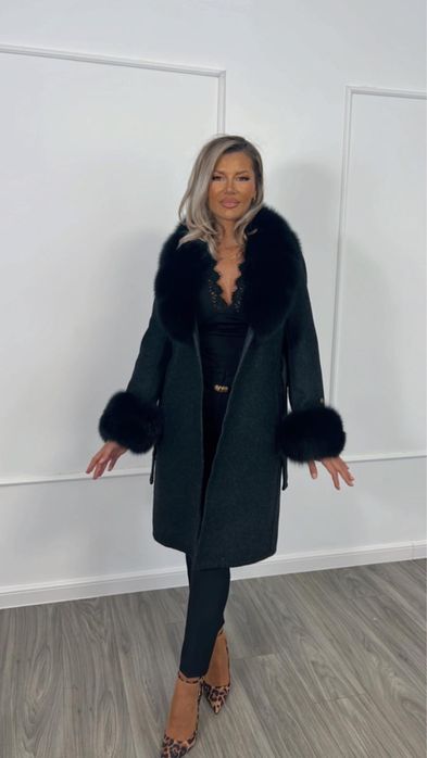 Palton Lana Alpaca Cu Blana de Vulpe marimea S,M,L si XL