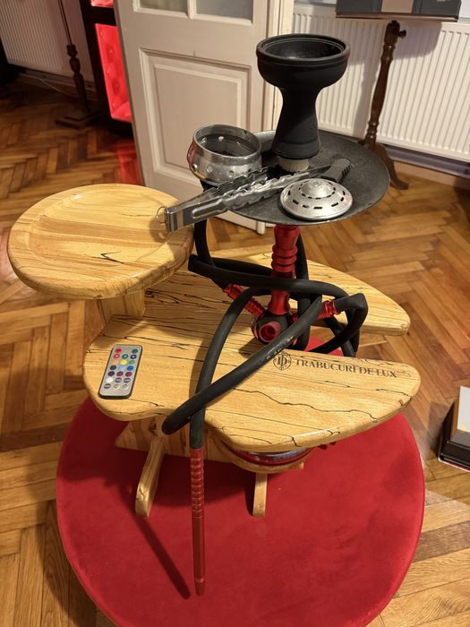 Masă profesională narghilea cu suport scrumieră și lumină Led