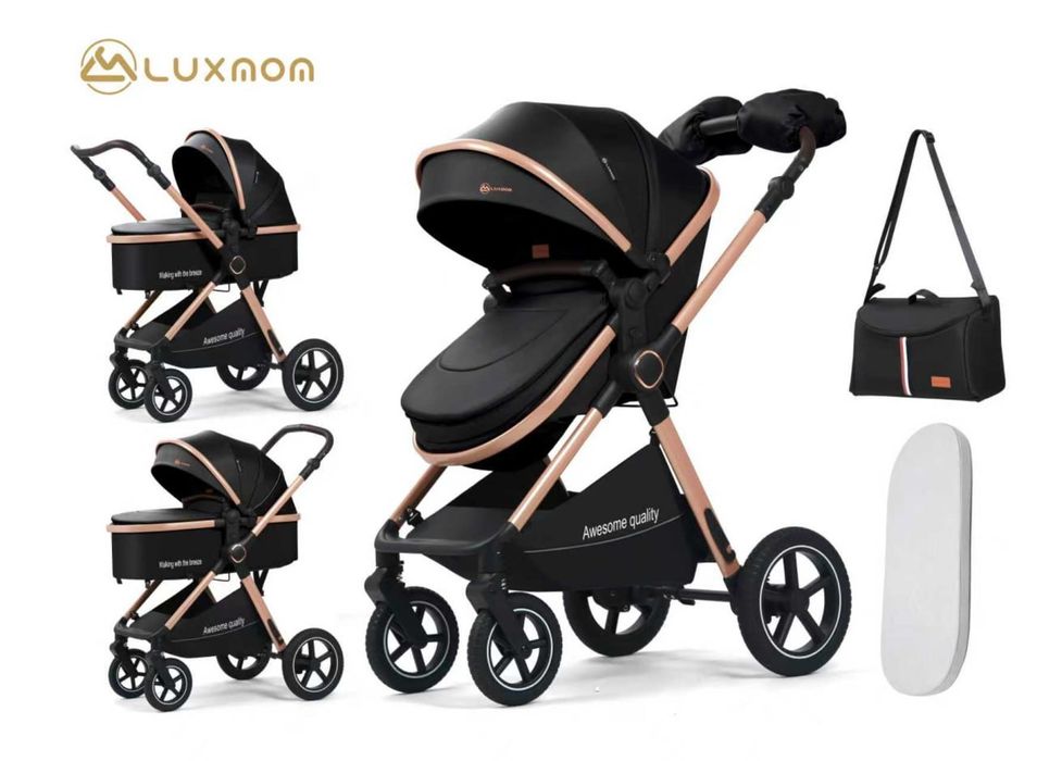 Коляска LUXMOM Premium 3-в-1 с люлькой и прогулочным блоком

• Модель