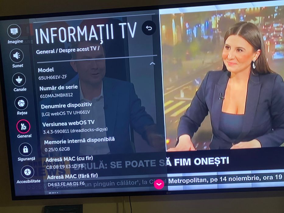 TV LG diagonala 163 cm