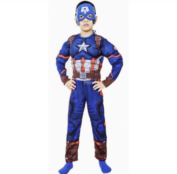 Костюм на Капитан Америка с мускули и маска