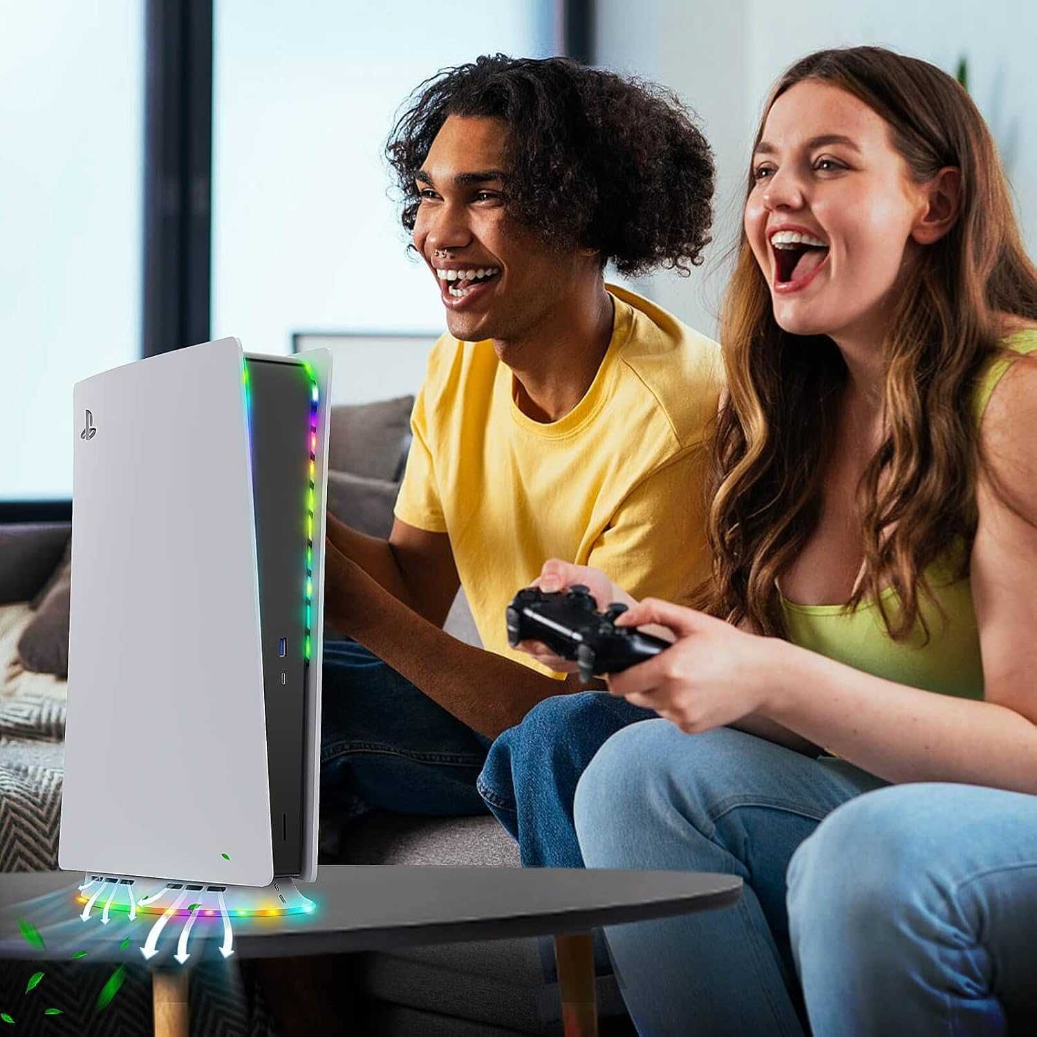 Стойка за охлаждащ вентилатор за PS5 с RGB светлина
