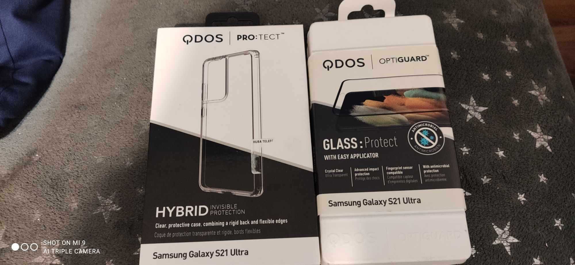 Kit folie de sticla + husa plastic QDOS, Samsung Galaxy S21 Ultra