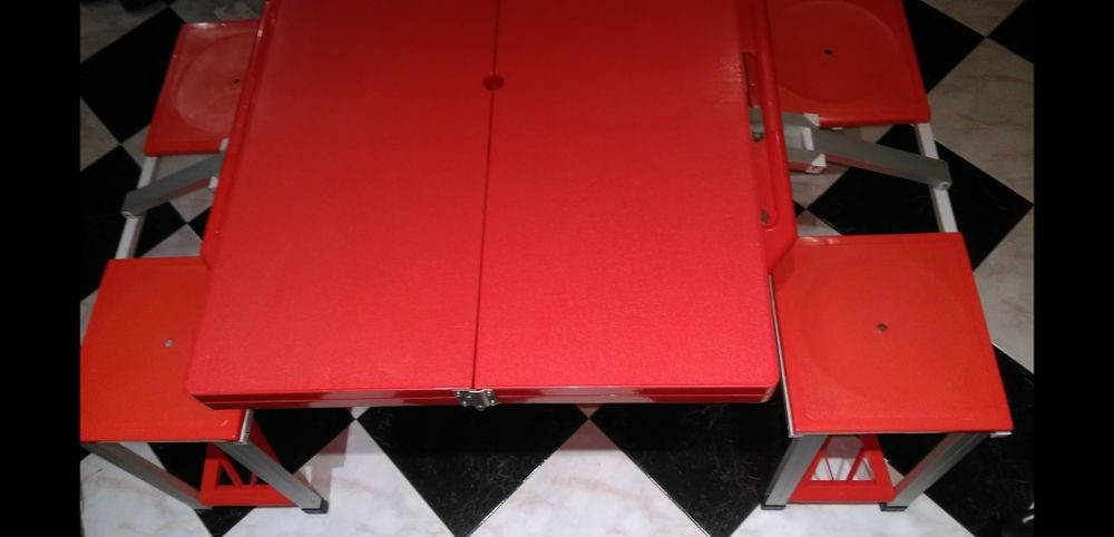 MASA CAMPING plianta, practica cu 4 scaune aluminiu/plastic NOUA