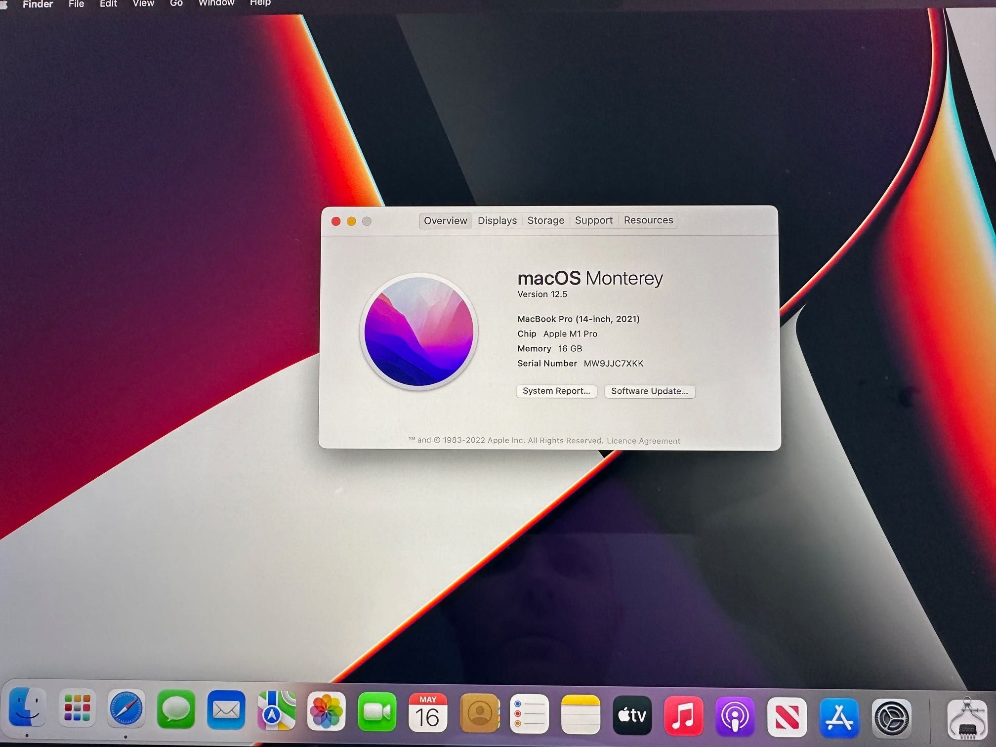 MacBook Pro 14" M1 PRO 8-CPU, 14-GPU, 16RAM, 512SSD