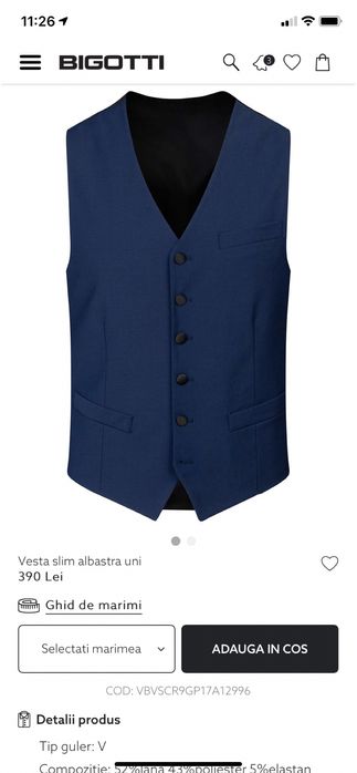 Vesta costum Bigotti Blu 52