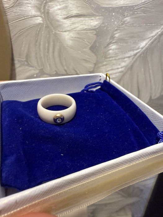 Кольцо керамика с бриллиантом