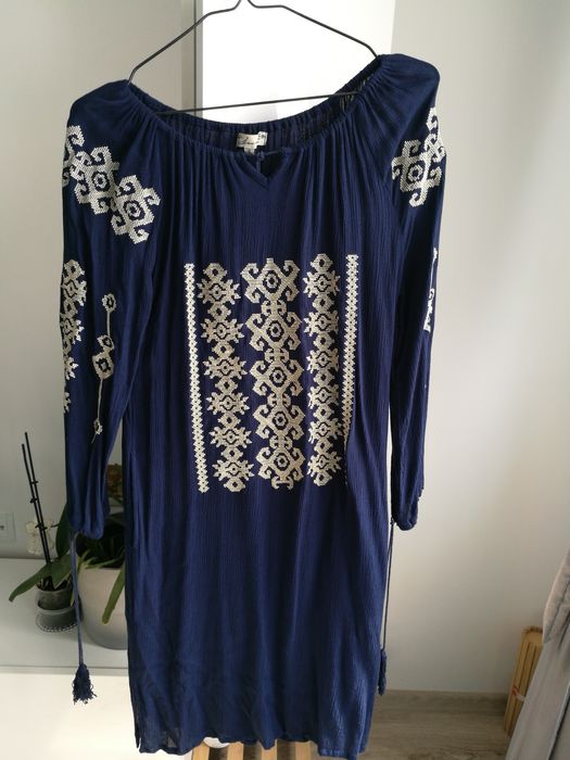Rochie stil ie, S-M, noua, bleumarin