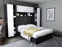 Dormitor Mario 2.87m pat incadrat tapitat wenge