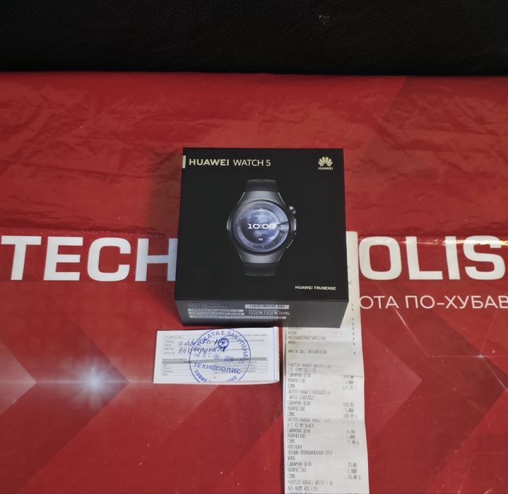 КАТО НОВ 46mm Huawei Watch 5 LTE Технополис Гаранция 2027 BLACK/ ЧЕРЕН