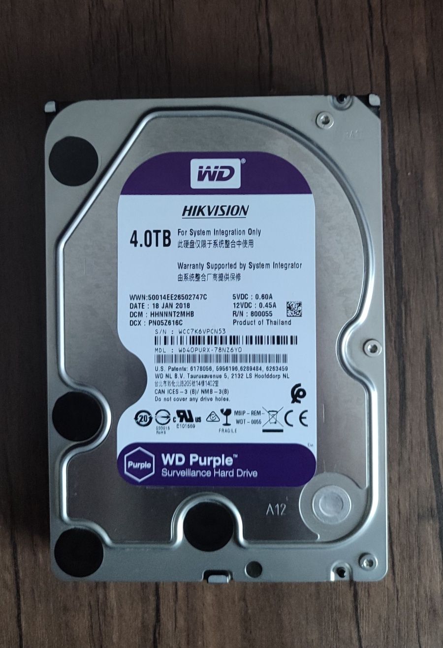 4ТБ Жесткий диске WD Purple 4TB hard disk